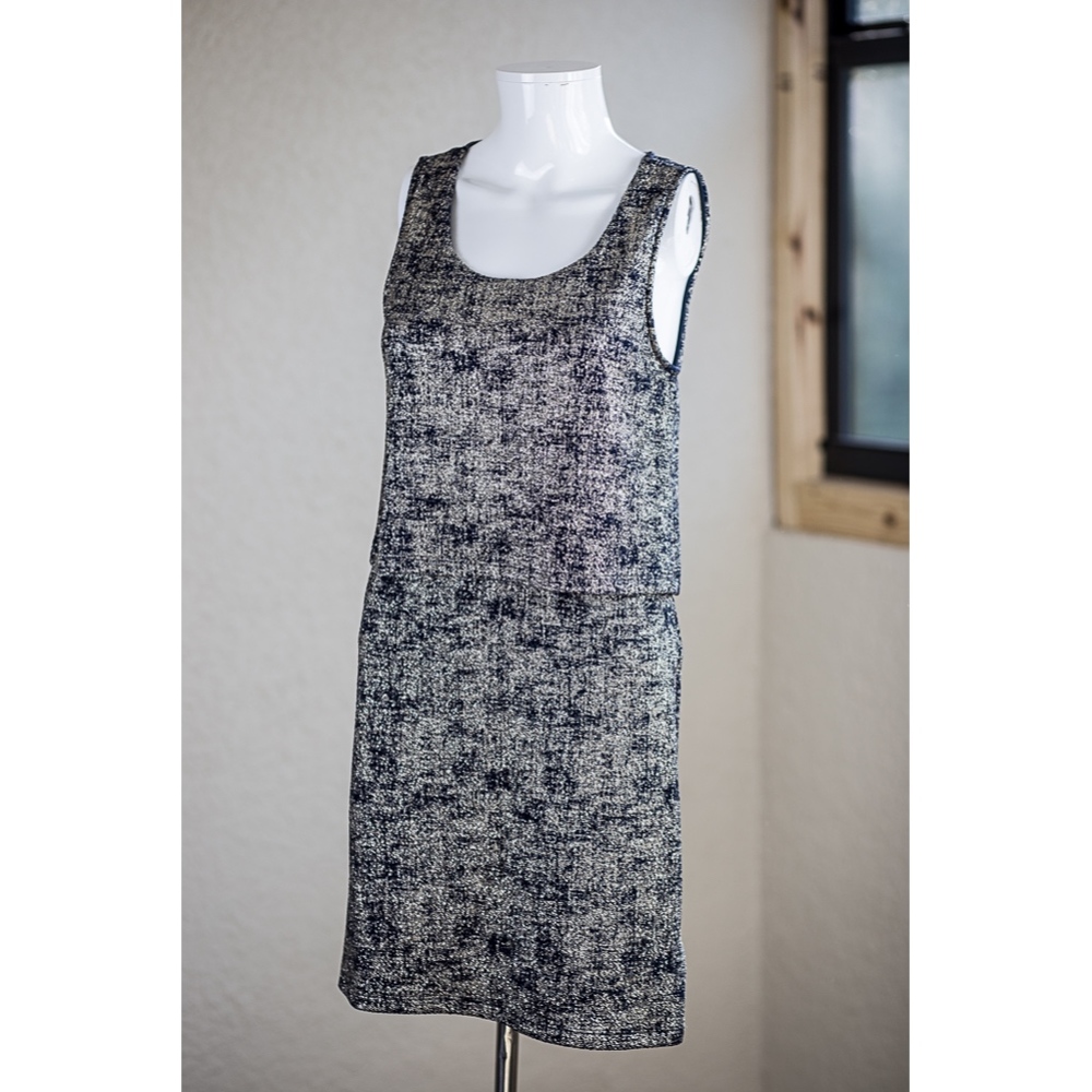 Everly Blue & Gold Sparkle Lay Over Dress - Small